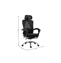 Silla de Oficina Manager con Reposapiés - Premium Quality Tela-Malla Negro - 124/114 x 58 x 62 cm.