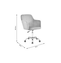 Silla de Oficina en Terciopelo Gris con Patas Metálicas - 94/80x55x54 cm, Estilo Elegante y Confortable.