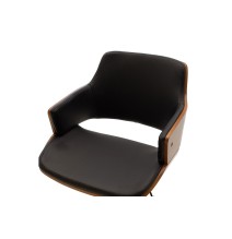 Sillón de Dirección Blanco en Piel Sintética y Madera Natural - 89/79 x 61 x 53 cm - Patas Metálicas